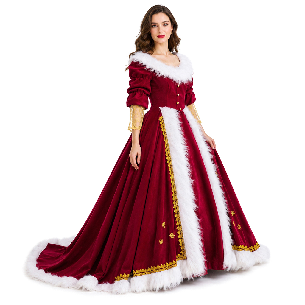 Vintage Fashion Dresses - Deluxe Mrs Claus Costumes Adults Woman