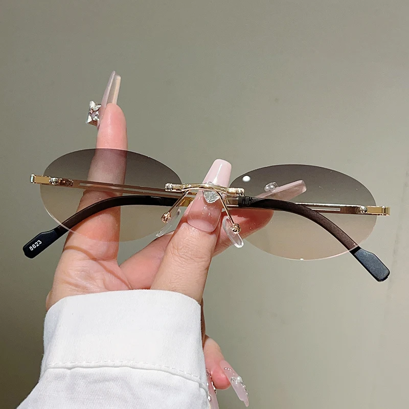 Rimless Oval Sunglasses Women  - đánh giá và giá Vintage Outdoor Fashion